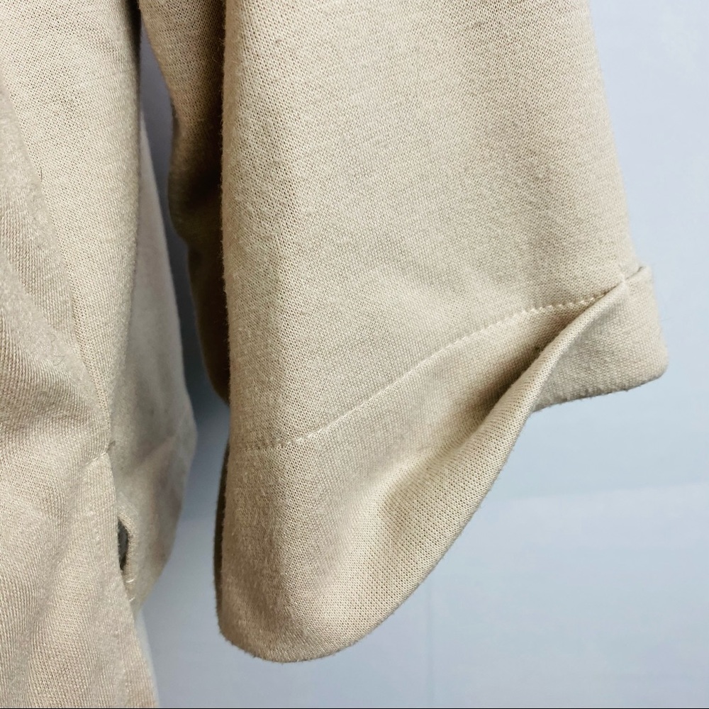 Trendy Mockneck Dolman Sleeves Gray Beige Top - Picture 8 of 10